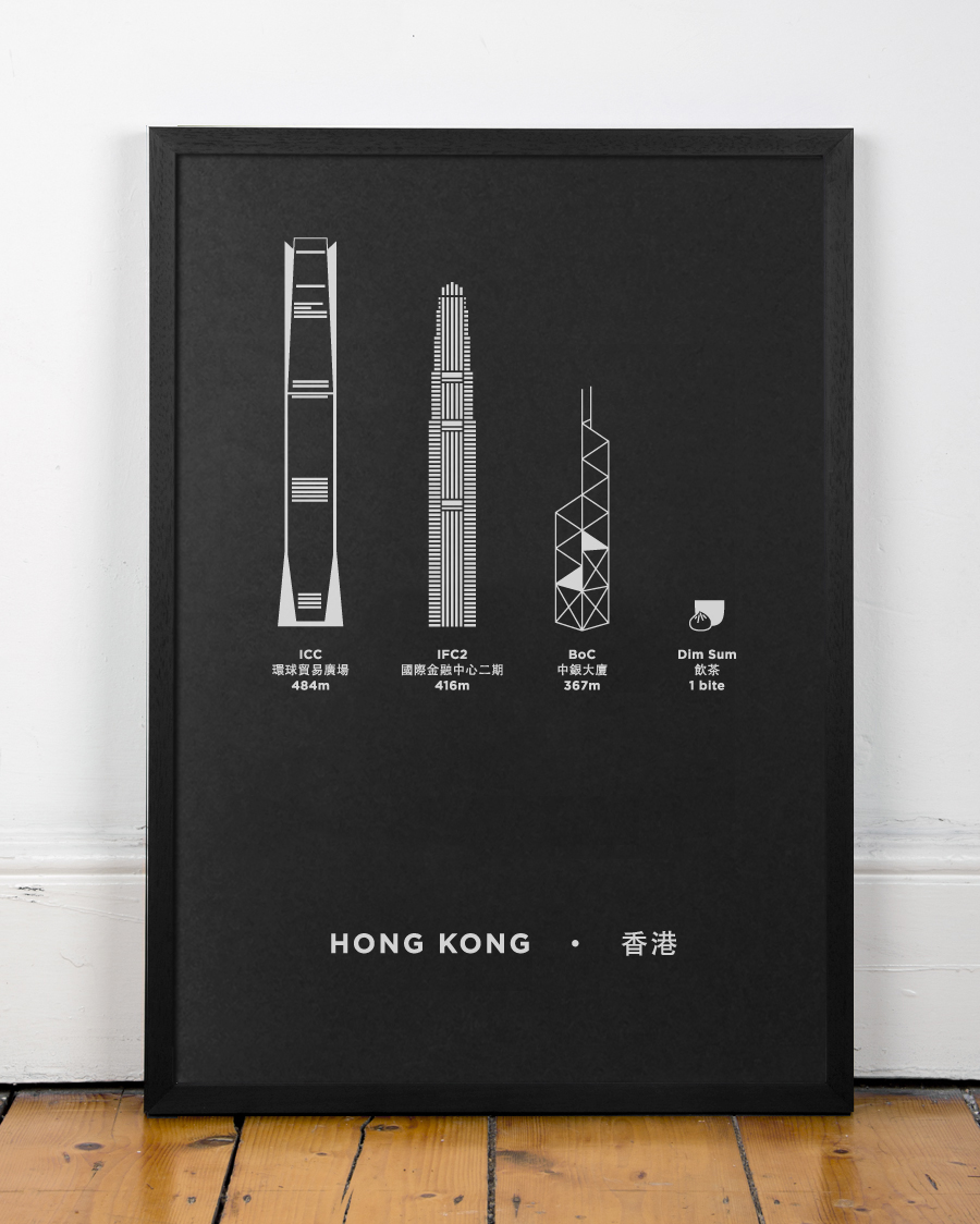White On Black Hong Kong Screen-Print